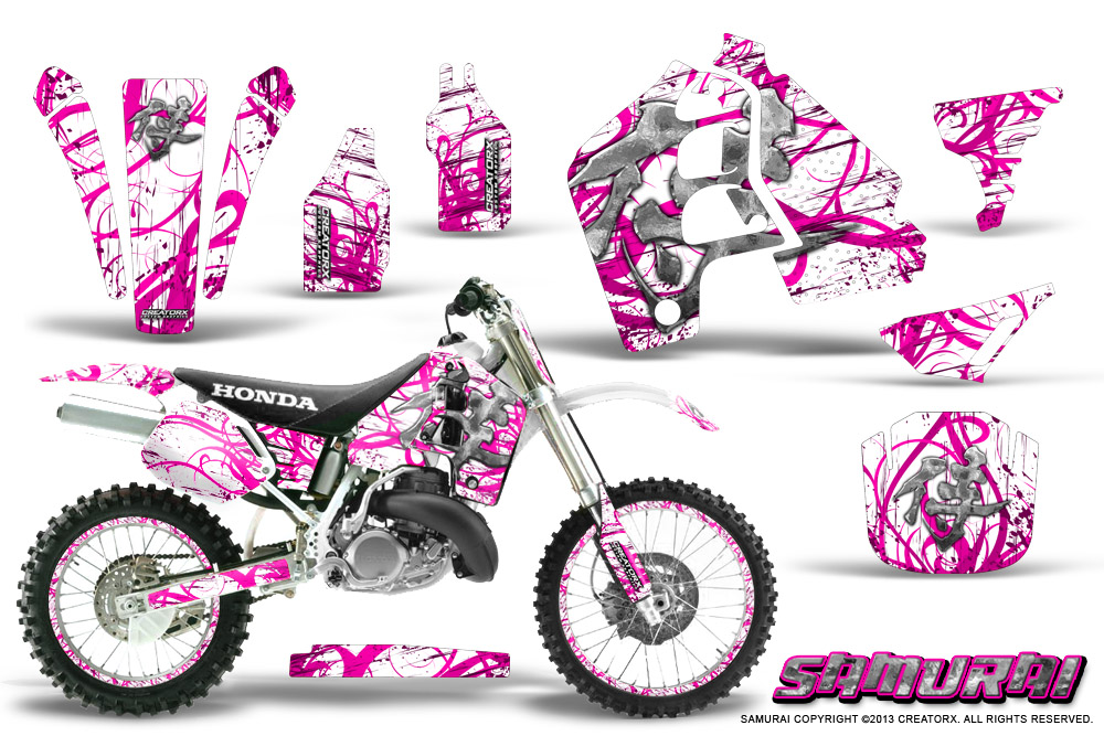 Honda CR500 Graphics Kit Samurai Pink White NP Rims
